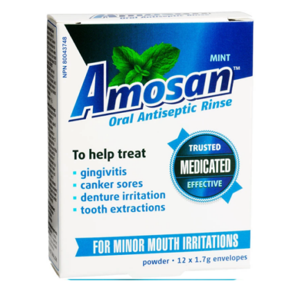 Amosan Oral Antiseptic Rinse 12x1.7g Powder Envelopes