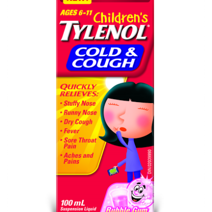 Children's Tylenol Cold & Cough Bubble Gum Burst 100mL