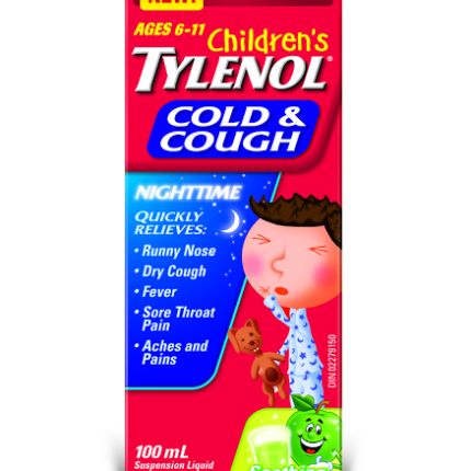 Children's Tylenol Cold & Cough Nighttime Soothing Apple 100mL