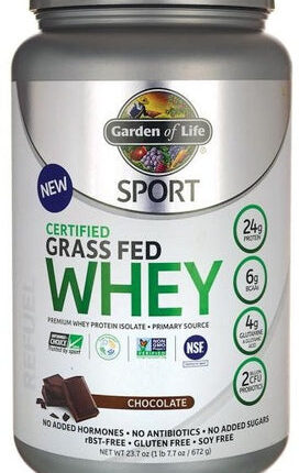 GARDEN OF LIFE SPORT CERTIFIED GRASS FED WHEY CHOCOLATE 672g