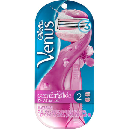 Gillette Venus Comfort-Glide White Tea 1 Reusable Razor with 2 Cartridges