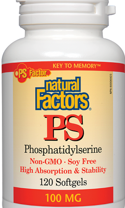 NATURAL FACTORS PS PHOSPHATIDYLSERINE NON-GMO SOY FREE100mg 120sg