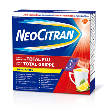 NeoCitran Total Flu Ultra Strength Nighttime 10 Single Dose Pouches