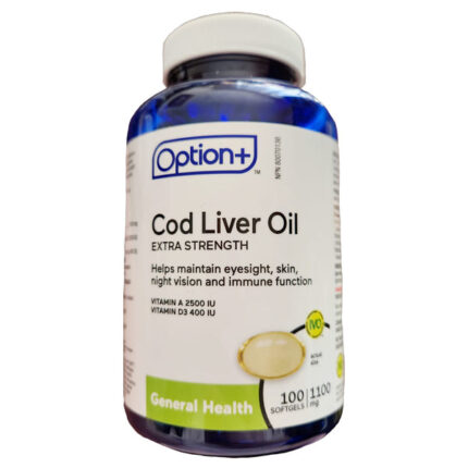 Option+ Cod Liver Oil 1100mg 100 Softgels