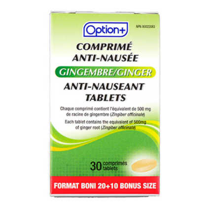 Option+ Ginger Anti-Nauseant Tablets 30 Tablets