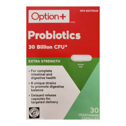 Option+ Probiotics 30 Billion CFU Extra Strength 30 Vegetarian Capsules