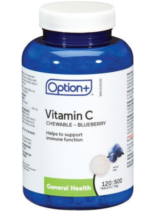 Option+ Vitamin C Blueberry 500mg 120 Tablets