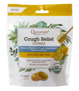 QUANTUM HEALTH COUGH RELIEF LOZENGES LEMON & HONEY 18loz