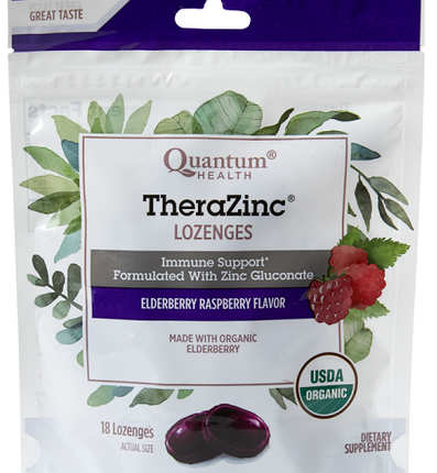 QUANTUM HEALTH THERAZINC ELDERBERRY RASPBERRY LOZENGES 8loz